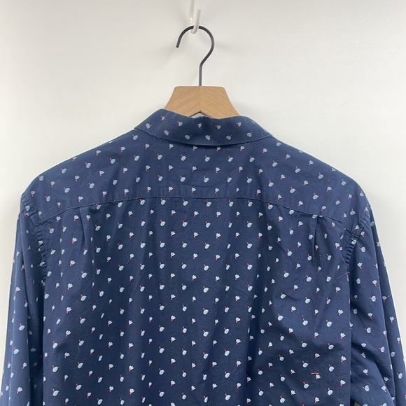 Men's Bonobos Floral Long Sleeve Button Down Slim Fit Shirt Navy Blue XL - Picture 5 of 8